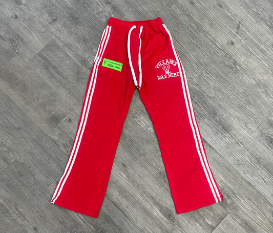 VILLAINS WAS HERE TRACK PANTS RED